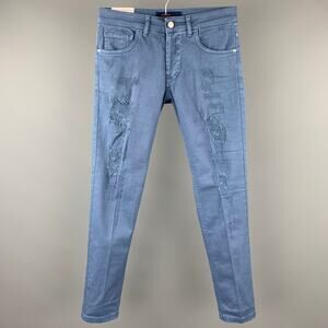 ENTRE AMIS Size 29 Blue Distressed Cotton Jean Cut Casual Pants